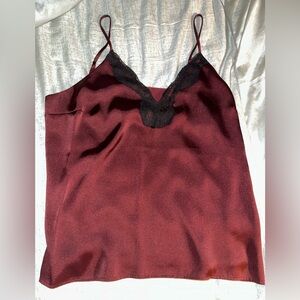 Express Deep Red Cami with Black Lace